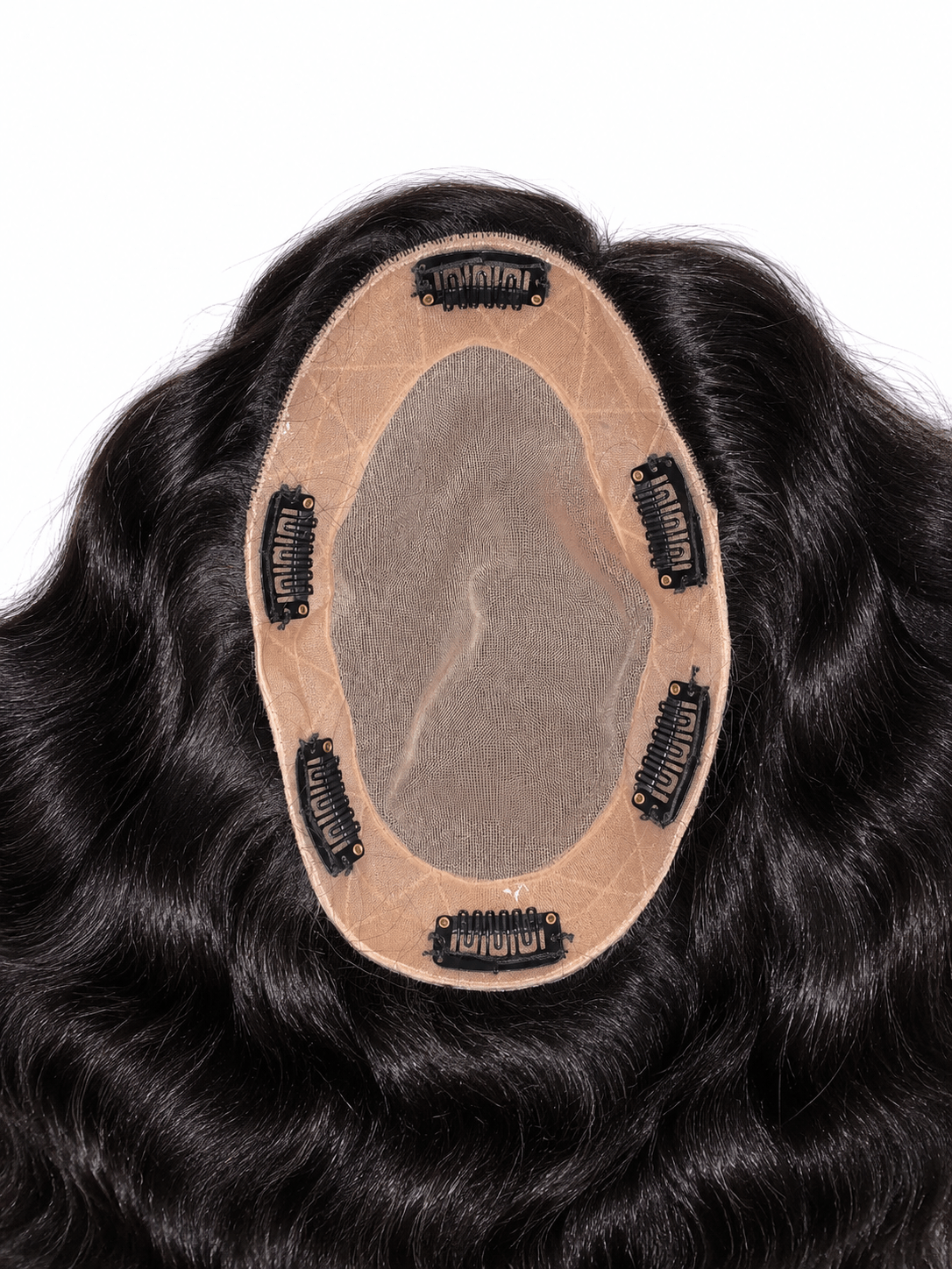 Human Hair Monofilament Base Curly Topper | Virgin Human Hair Clip-On & Pasting